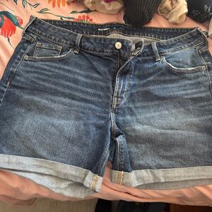 Old Navy Dark Blue Denim Roll-Cuff Women's Short